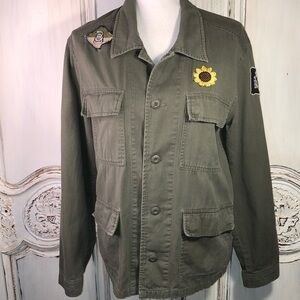 RUDE Army Green Utility Patch Lightweight Jacket Size Small